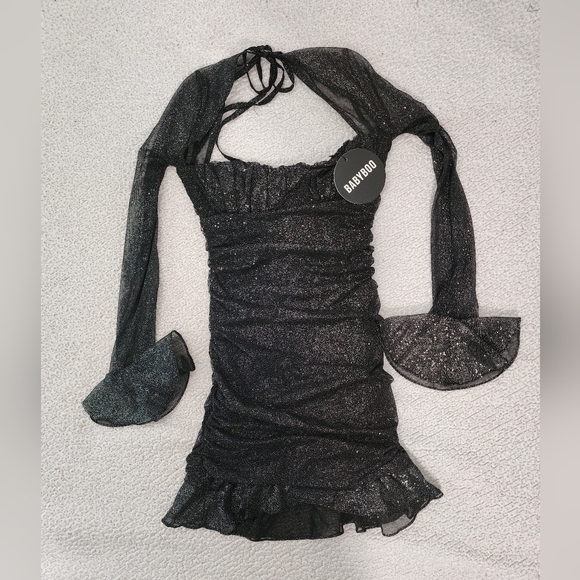 Baby Boo NWT Beautiful Sparkling Shrug Sleeve Dress - Picture 10 of 15